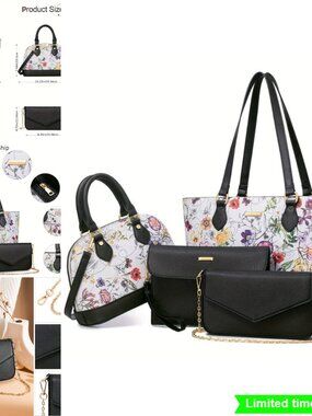 4-Piece Women's Handbag Set with Wallet and Shoulder Bags